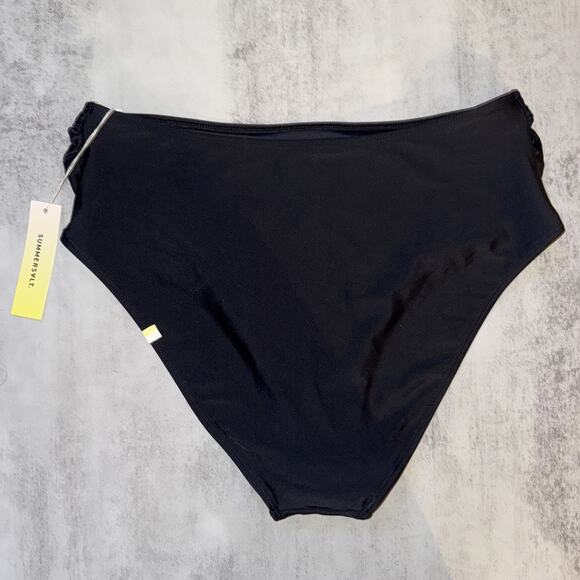 Summersalt Women’s The Ruched High Leg High Rise Bottom Size 8 Black Swim - Picture 4 of 4